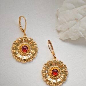 boucles d'oreilles marguerite grenat