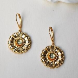 boucles d'oreilles marguerite aquamarine