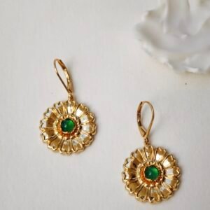 boucles d'oreilles marguerite agate vert
